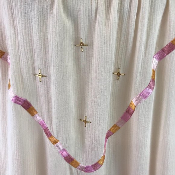 Lauren Conrad Womens Cream Embroidered Sleeveless Semi Sheer Blouse Size S - Picture 4 of 8